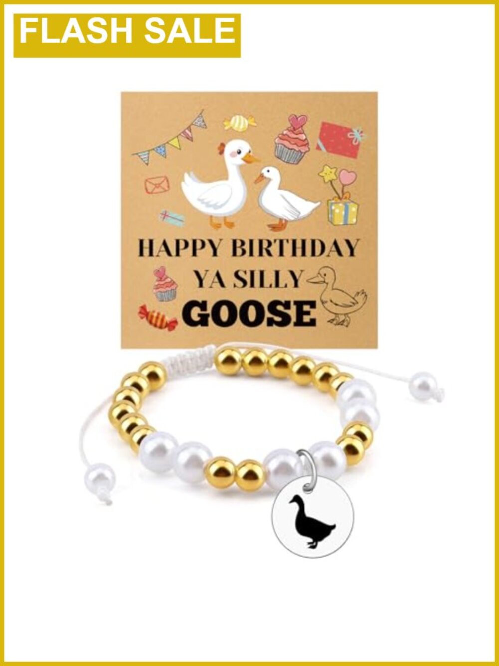 Women's Funny Goose Bracelet Natural Stone Beads 8mm Elastic Cord Gift
